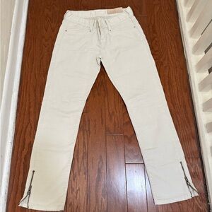 Cream‎ Pants with Zipper Details